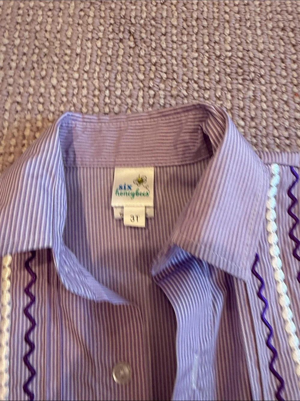 Kids Short-Sleeve Purple Embroidered Button-Down Guayabera